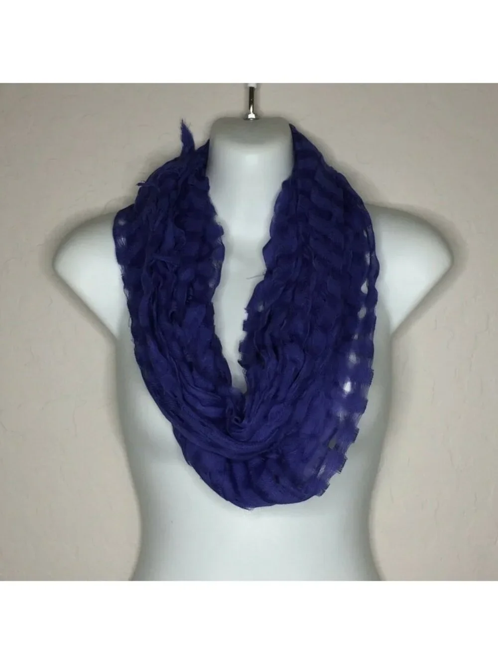 Womens Indigo Blue Deep Purple Ruffle Infinity Scarf  Accessories Fashion